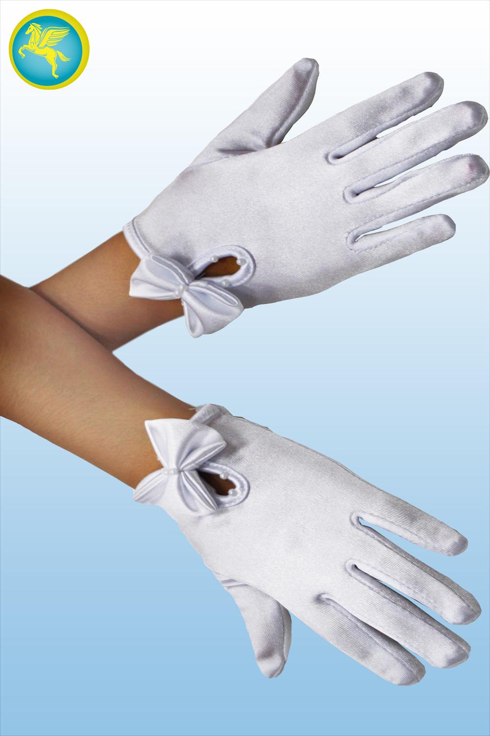 GUANTI LICRA BAMBINA BIANCHI CON FIOCCO